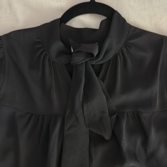 Black ruffle blouse with bow - Picture 2 of 3